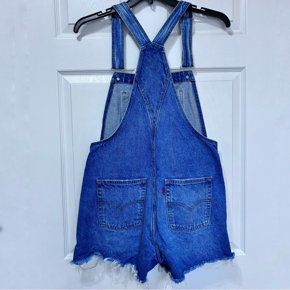 Levi’s Vintage Shortfalls Women’s Small Raw Hem Adjustable Straps Two Horse - Picture 3 of 10